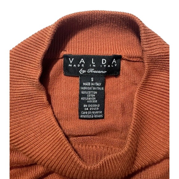 VALDA By Toscano Mens Crewneck Knit Sweater Pullover Orange Small MADE IN ITALY - Picture 4 of 9
